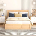 Letto matrimoniale in legno con piattaforma e contenitore, letto imbottito con 2 cassetti salvaspazio e telaio letto creativo