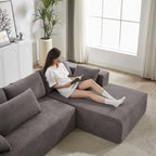 Divano sezionale modulare a L in ciniglia da 108 pollici con 6 cuscini, chaise reversibile