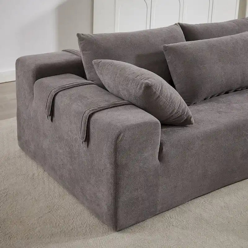 Divano sezionale modulare a L in ciniglia da 108 pollici con 6 cuscini, chaise reversibile