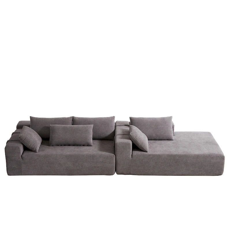Divano sezionale modulare a L in ciniglia da 108 pollici con 6 cuscini, chaise reversibile