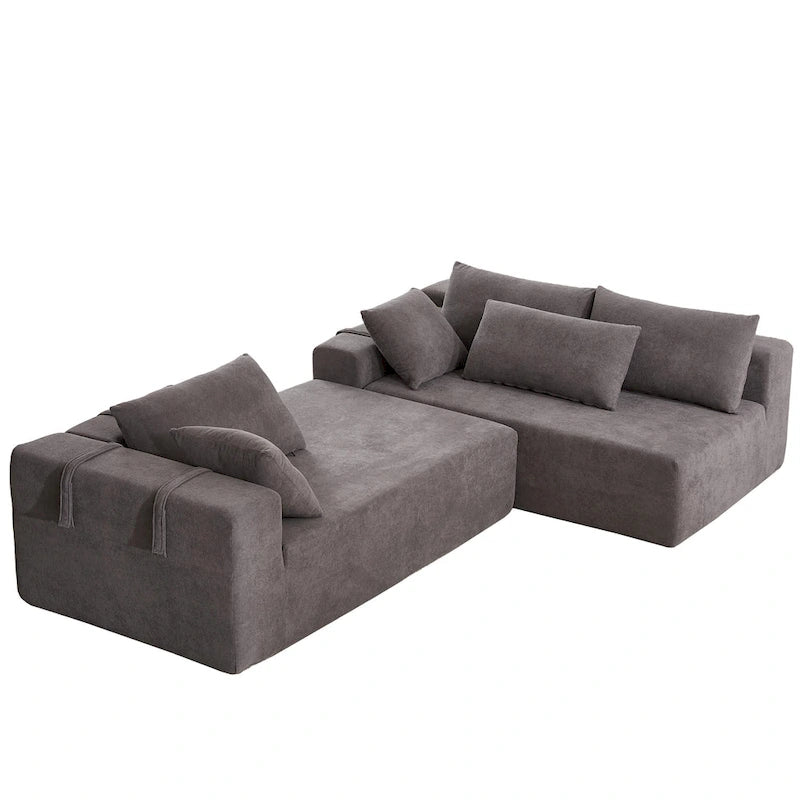 Divano sezionale modulare a L in ciniglia da 108 pollici con 6 cuscini, chaise reversibile