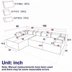 Divano sezionale modulare a L in ciniglia da 108 pollici con 6 cuscini, chaise reversibile