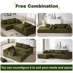 Divano sezionale modulare a L in ciniglia da 108 pollici con 6 cuscini, chaise reversibile