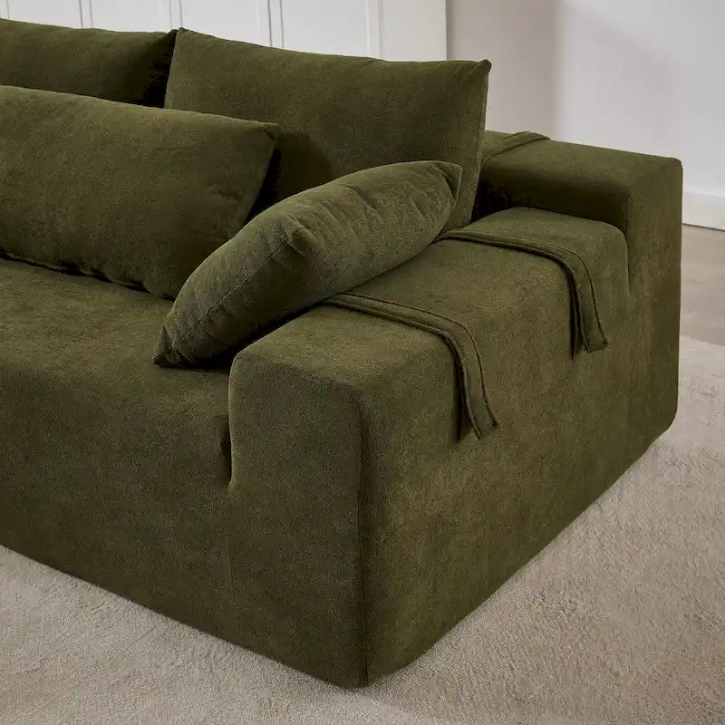 Divano sezionale modulare a L in ciniglia da 108 pollici con 6 cuscini, chaise reversibile