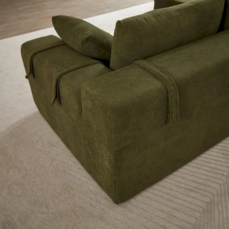 Divano sezionale modulare a L in ciniglia da 108 pollici con 6 cuscini, chaise reversibile