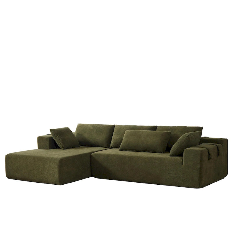 Divano sezionale modulare a L in ciniglia da 108 pollici con 6 cuscini, chaise reversibile
