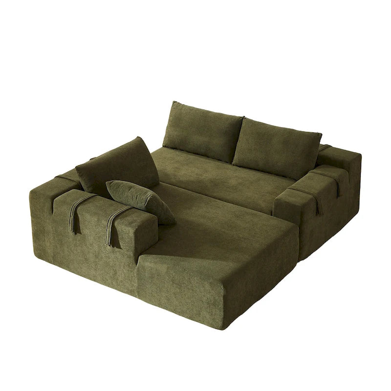 Divano sezionale modulare a L in ciniglia da 108 pollici con 6 cuscini, chaise reversibile
