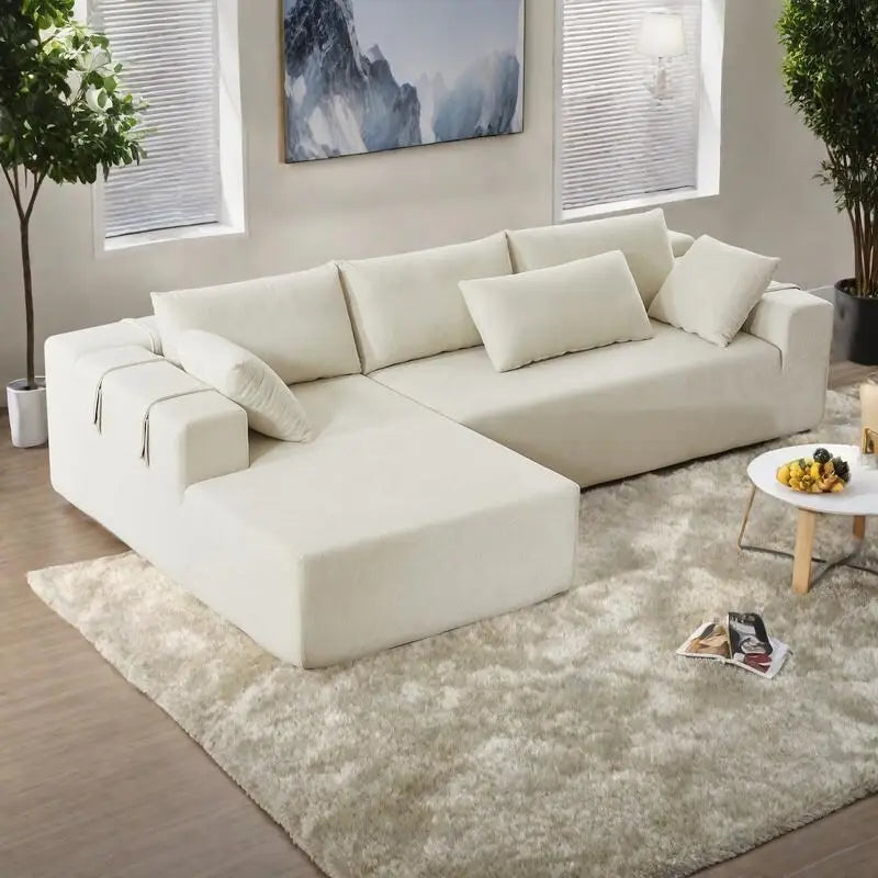 Divano sezionale modulare a L in ciniglia da 108 pollici con 6 cuscini, chaise reversibile