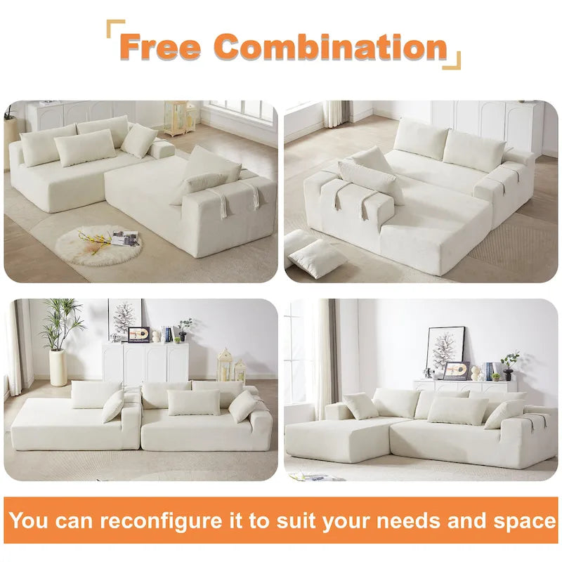 Divano sezionale modulare a L in ciniglia da 108 pollici con 6 cuscini, chaise reversibile