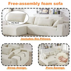 Divano sezionale modulare a L in ciniglia da 108 pollici con 6 cuscini, chaise reversibile
