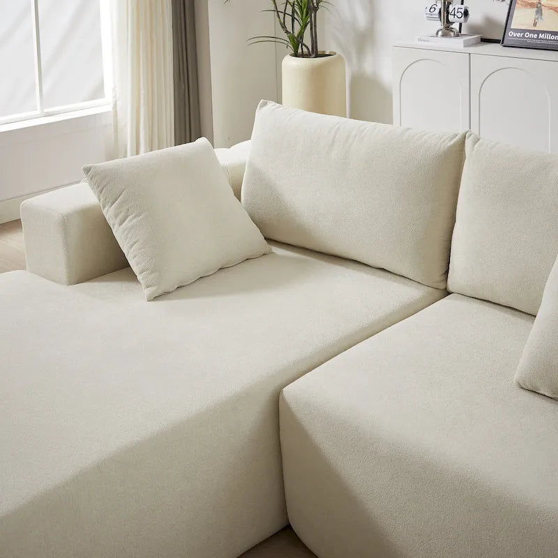 Divano sezionale modulare a L in ciniglia da 108 pollici con 6 cuscini, chaise reversibile