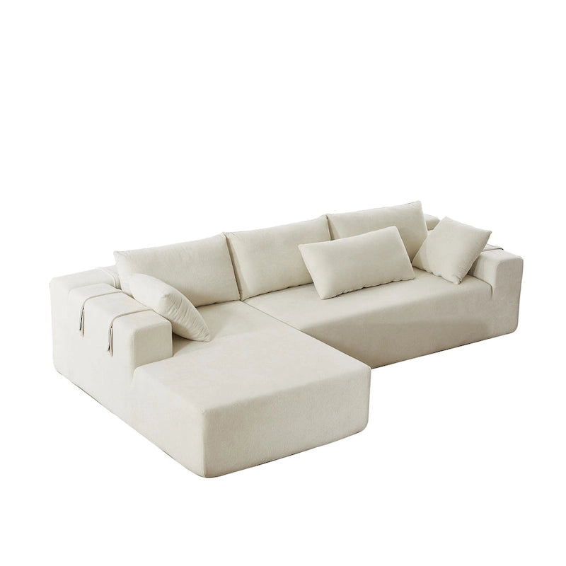Divano sezionale modulare a L in ciniglia da 108 pollici con 6 cuscini, chaise reversibile