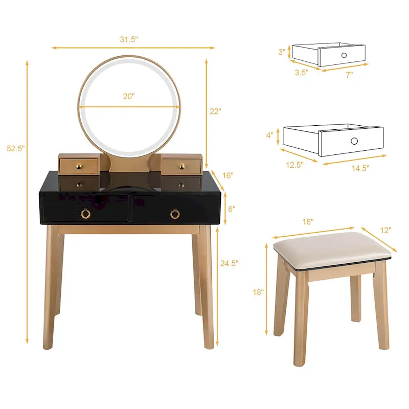 Toeletta Trucco Vanity Touch Screen 3 Modalità di Illuminazione