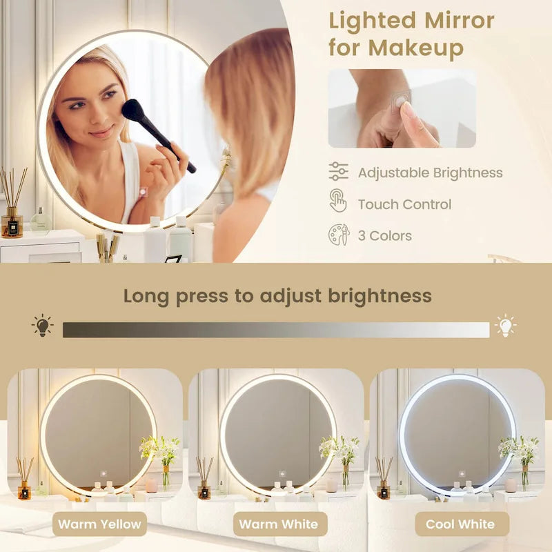 Toeletta Trucco Vanity Touch Screen 3 Modalità di Illuminazione