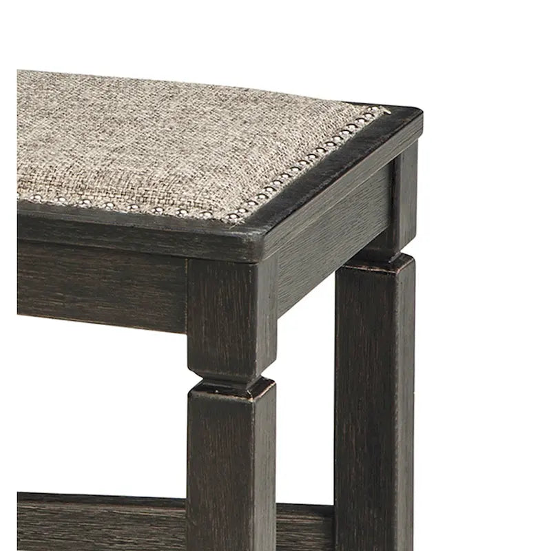 Panca da pranzo Trekk, base a X e borchie, legno nero, 127 cm