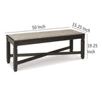 Panca da pranzo Trekk, base a X e borchie, legno nero, 127 cm