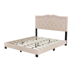 Struttura Letto Imbottita Queen Size con Design a Rivetti, Moderno Letto a Piattaforma in Velluto con Testiera Trapuntata, Grigio