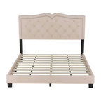 Struttura Letto Imbottita Queen Size con Design a Rivetti, Moderno Letto a Piattaforma in Velluto con Testiera Trapuntata, Grigio