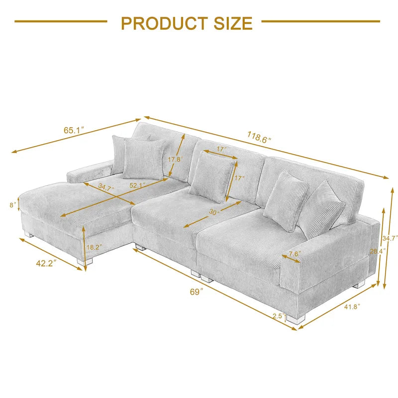 Divano sezionale modulare moderno oversize con cuscini