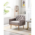 Poltrona accent tufted imbottita in tessuto Teddy con piedini color oro rosa