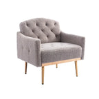 Poltrona accent tufted imbottita in tessuto Teddy con piedini color oro rosa