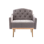 Poltrona accent tufted imbottita in tessuto Teddy con piedini color oro rosa