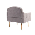 Poltrona accent tufted imbottita in tessuto Teddy con piedini color oro rosa