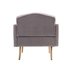 Poltrona accent tufted imbottita in tessuto Teddy con piedini color oro rosa