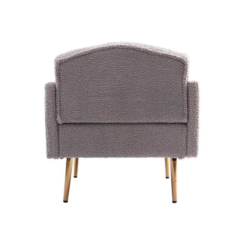 Poltrona accent tufted imbottita in tessuto Teddy con piedini color oro rosa