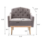 Poltrona accent tufted imbottita in tessuto Teddy con piedini color oro rosa