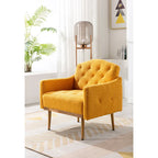 Poltrona accent tufted imbottita in tessuto Teddy con piedini color oro rosa