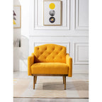 Poltrona accent tufted imbottita in tessuto Teddy con piedini color oro rosa