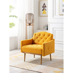 Poltrona accent tufted imbottita in tessuto Teddy con piedini color oro rosa