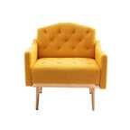 Poltrona accent tufted imbottita in tessuto Teddy con piedini color oro rosa