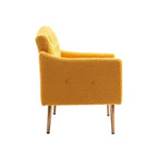 Poltrona accent tufted imbottita in tessuto Teddy con piedini color oro rosa
