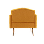 Poltrona accent tufted imbottita in tessuto Teddy con piedini color oro rosa