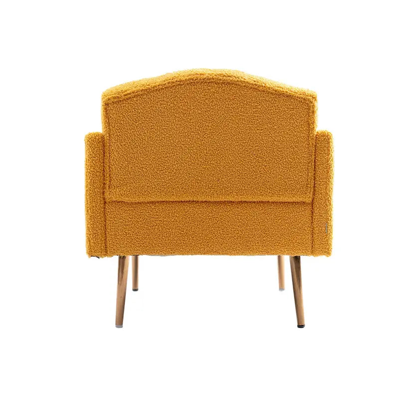 Poltrona accent tufted imbottita in tessuto Teddy con piedini color oro rosa