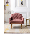 Poltrona accent tufted imbottita in tessuto Teddy con piedini color oro rosa