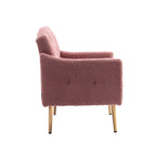Poltrona accent tufted imbottita in tessuto Teddy con piedini color oro rosa
