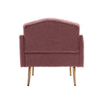 Poltrona accent tufted imbottita in tessuto Teddy con piedini color oro rosa