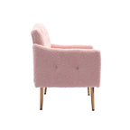 Poltrona accent tufted imbottita in tessuto Teddy con piedini color oro rosa