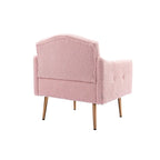 Poltrona accent tufted imbottita in tessuto Teddy con piedini color oro rosa