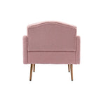 Poltrona accent tufted imbottita in tessuto Teddy con piedini color oro rosa