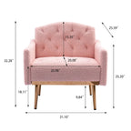 Poltrona accent tufted imbottita in tessuto Teddy con piedini color oro rosa