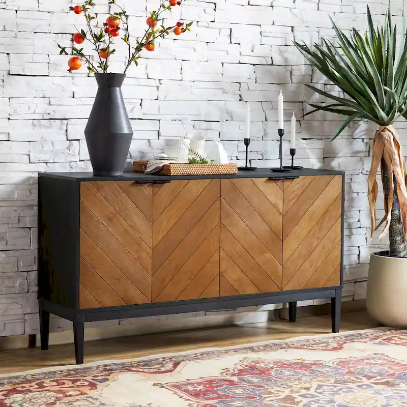 Mobile TV Senin Modern Herringbone con Ripiani Regolabili - 55 pollici