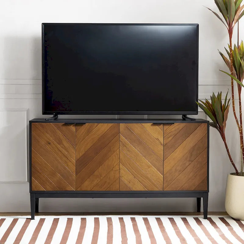 Mobile TV Senin Modern Herringbone con Ripiani Regolabili - 55 pollici