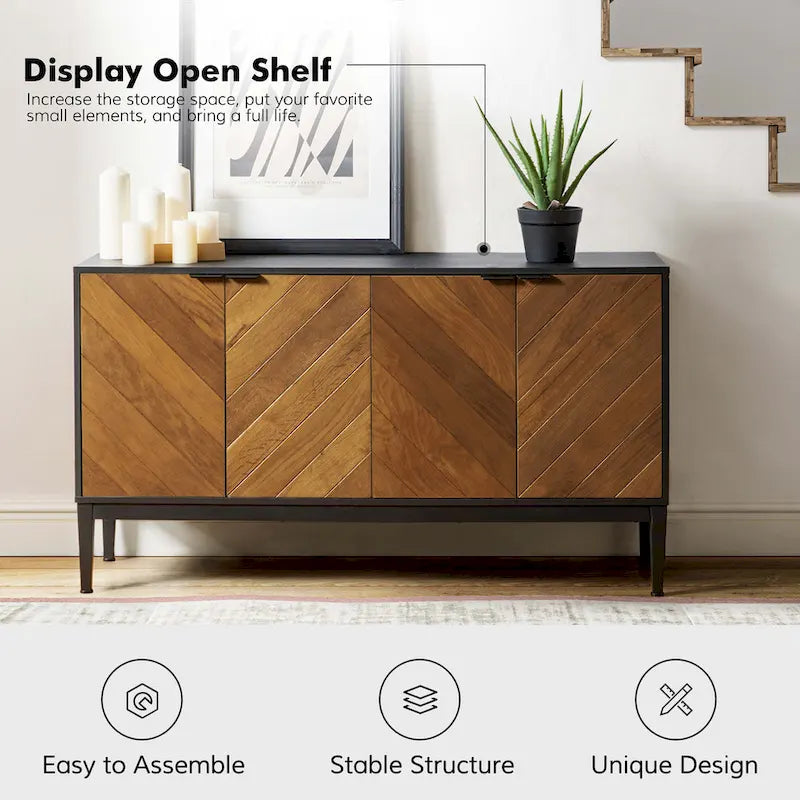 Mobile TV Senin Modern Herringbone con Ripiani Regolabili - 55 pollici