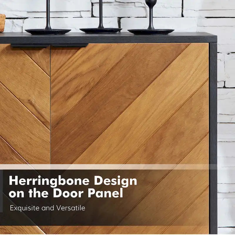 Mobile TV Senin Modern Herringbone con Ripiani Regolabili - 55 pollici