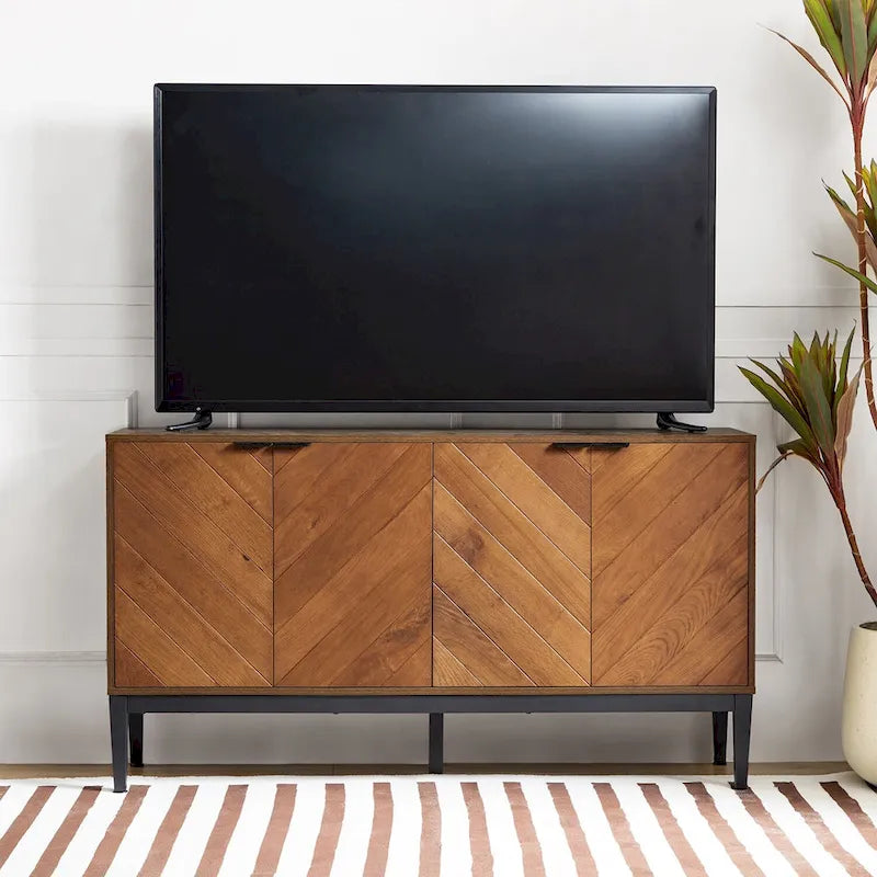 Mobile TV Senin Modern Herringbone con Ripiani Regolabili - 55 pollici