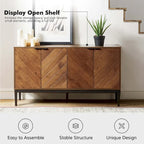Mobile TV Senin Modern Herringbone con Ripiani Regolabili - 55 pollici